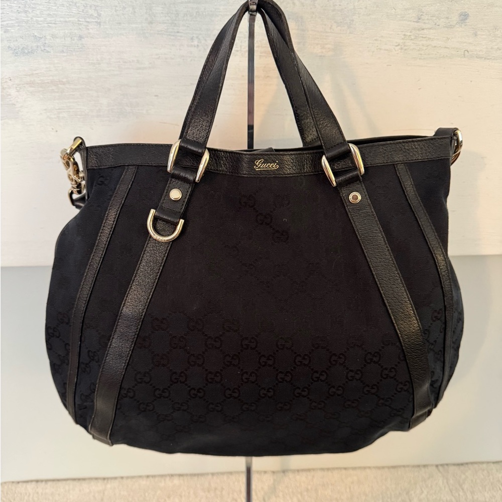 Gucci Abbey Black Signature Canvas Handbag